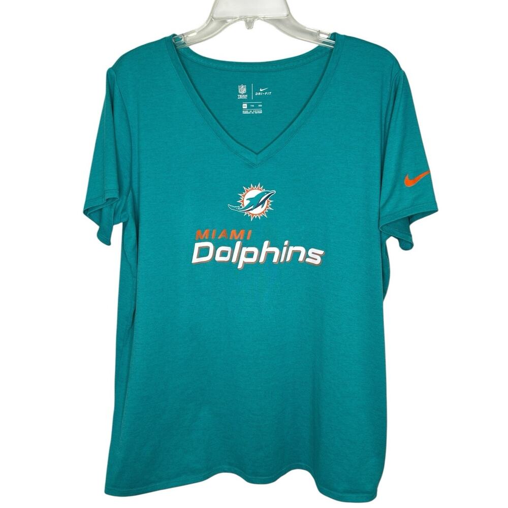 Nike Dri-Fit Miami Dolphins Aqua V-Neck Performance V-Neck T-Shirt XXL